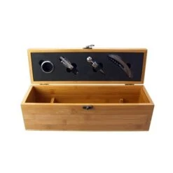 Coffret Sommelier Avec Range Bouteille En Bois Avec 4 Accessoires