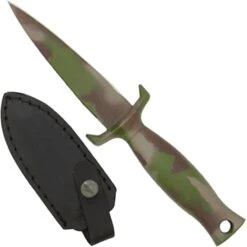 Couteau De Botte Camouflage 17 Cm Avec étui En Cuir