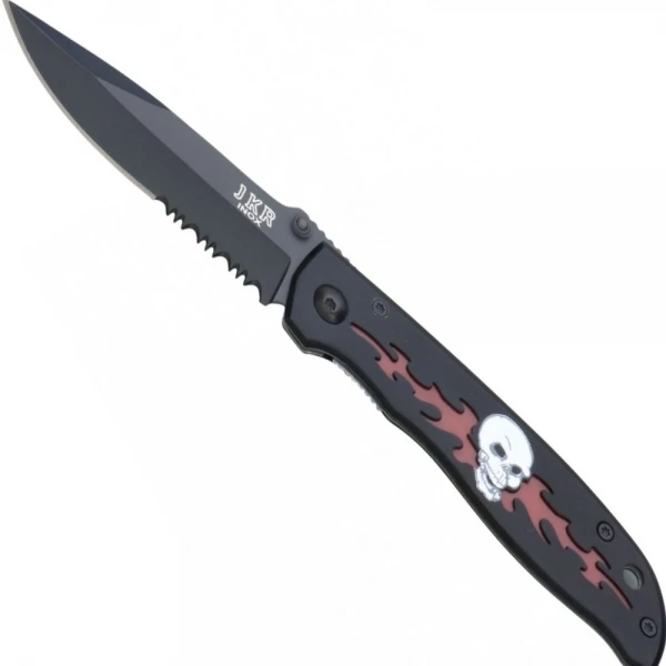 Couteau De Poche Métal, Décor Crâne