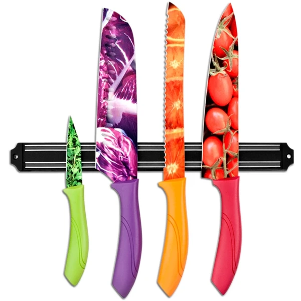 Couteaux à Lames Décorées Inox Barre Aimantée