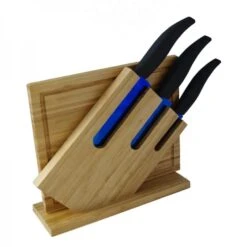 Couteaux De Cuisine Lot De 3 Avec Planche En Bois