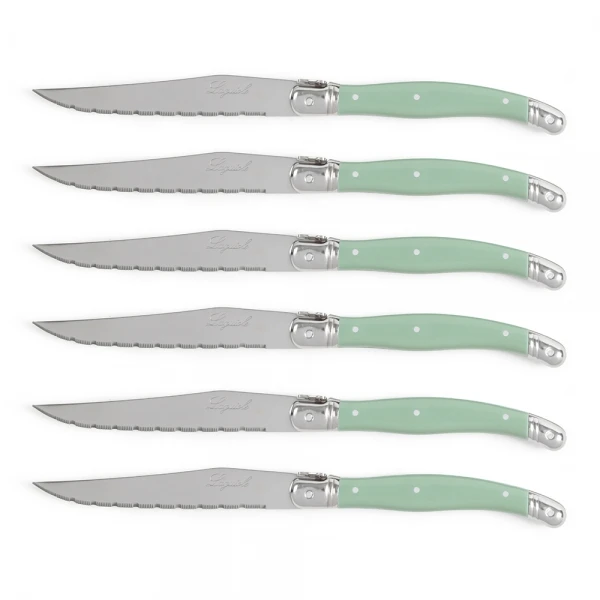 Couteaux De Table Laguiole De 6 Am Vert Pastel