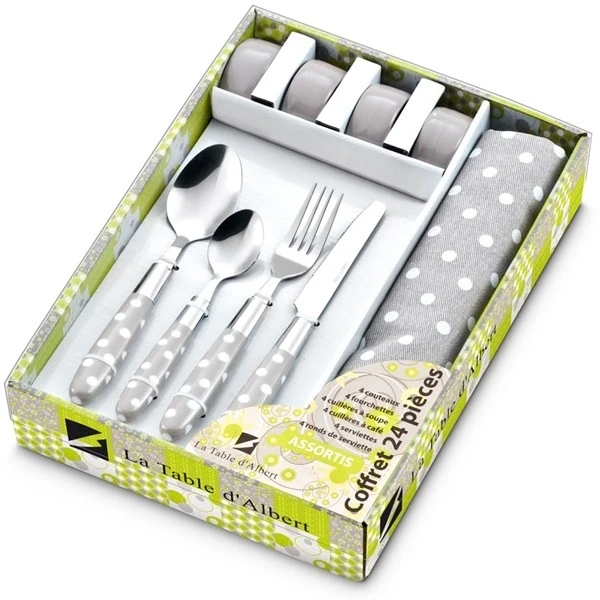 Couverts 16 Pièces Serviettes Et Ronds De Serviette